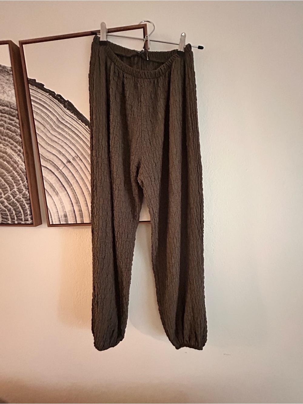 Zara Women's Olive Textured Relaxed Pants M nwot - Picture 3 of 4